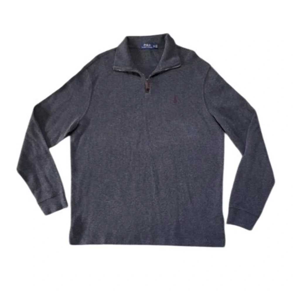 Polo Ralph‎ Lauren Men's Charcoal Gray Quarter Zip Pullover Sweater Preppy Sz XL